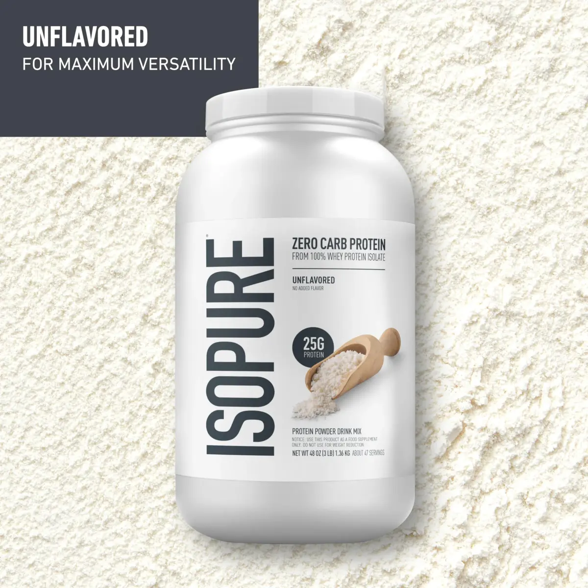 Isopure Zero Carb Whey Protein Isolate Powder Unflavored 2.72 kg (6 lb) | 25g Protein Per Serving, Gluten Free - view 2
