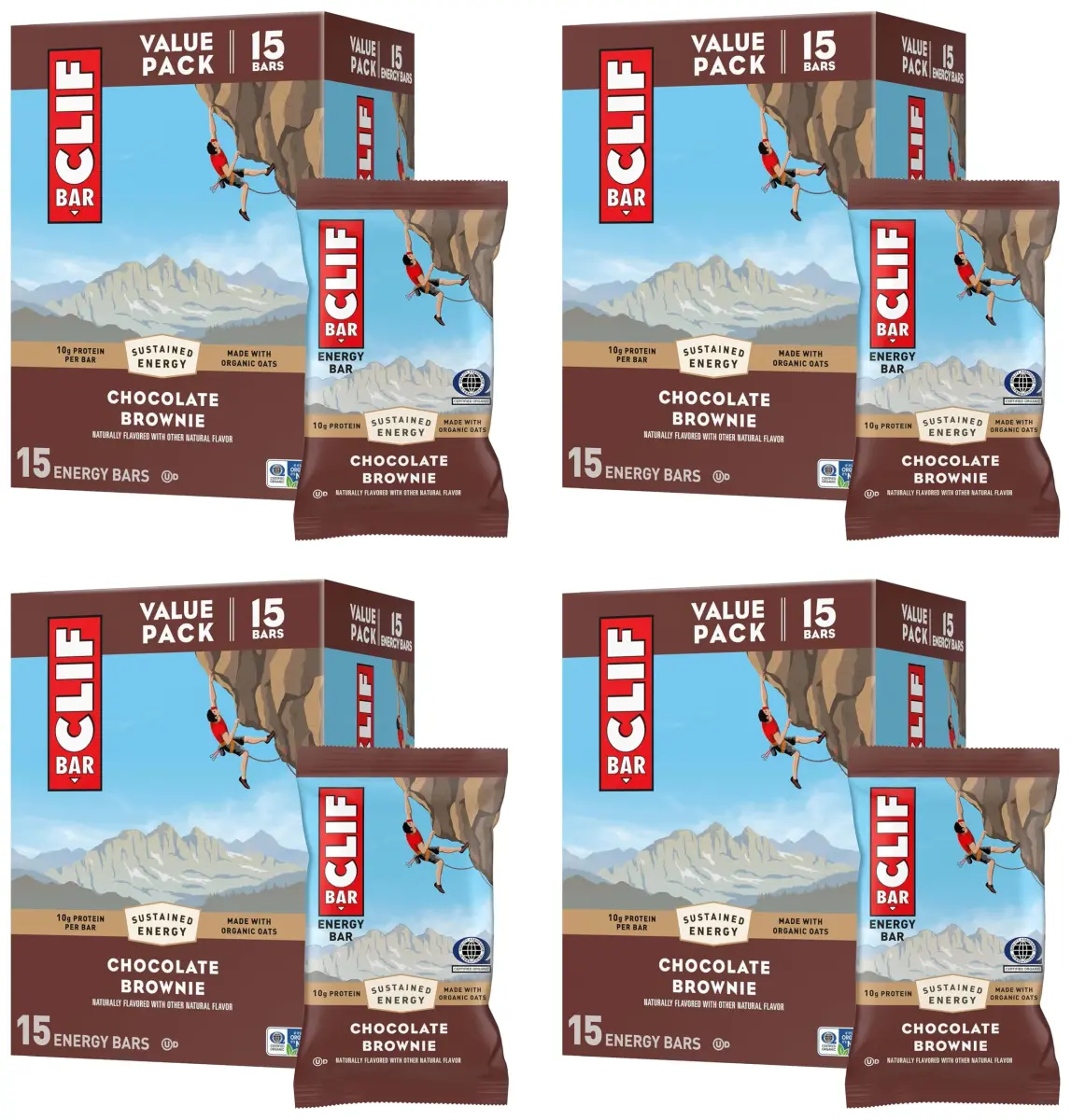 CLIF BAR Energy Protein Bars Chocolate Brownie 144oz (60 bars) | Made with Organic Oats - main product image