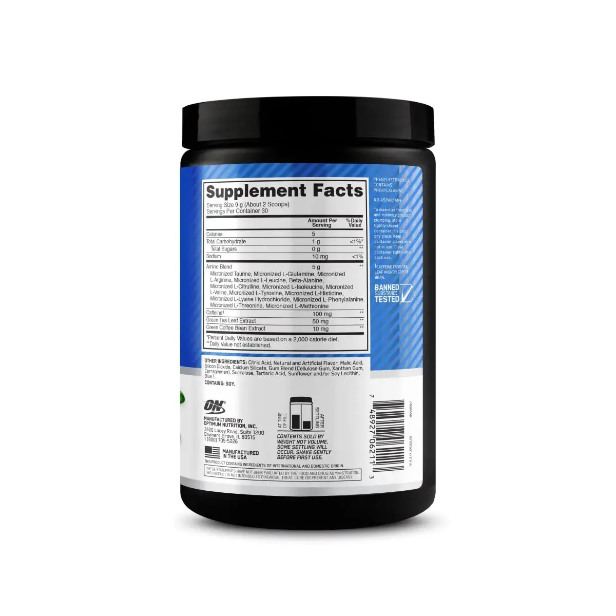 Optimum Nutrition Amino Energy Blueberry Lemonade 57oz (1.62kg) | Pre-Workout & Anytime Energy Blend - view 7
