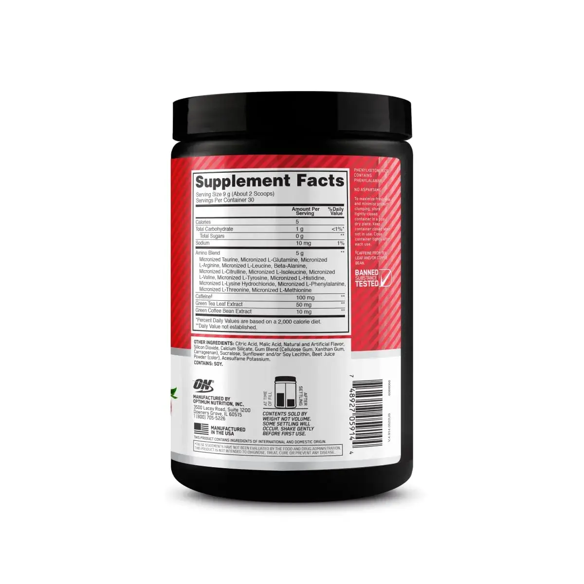 Optimum Nutrition Essential Amin.O. Energy Strawberry Burst 57oz (1.62kg) | Amino Acids & Energy Blend - view 6