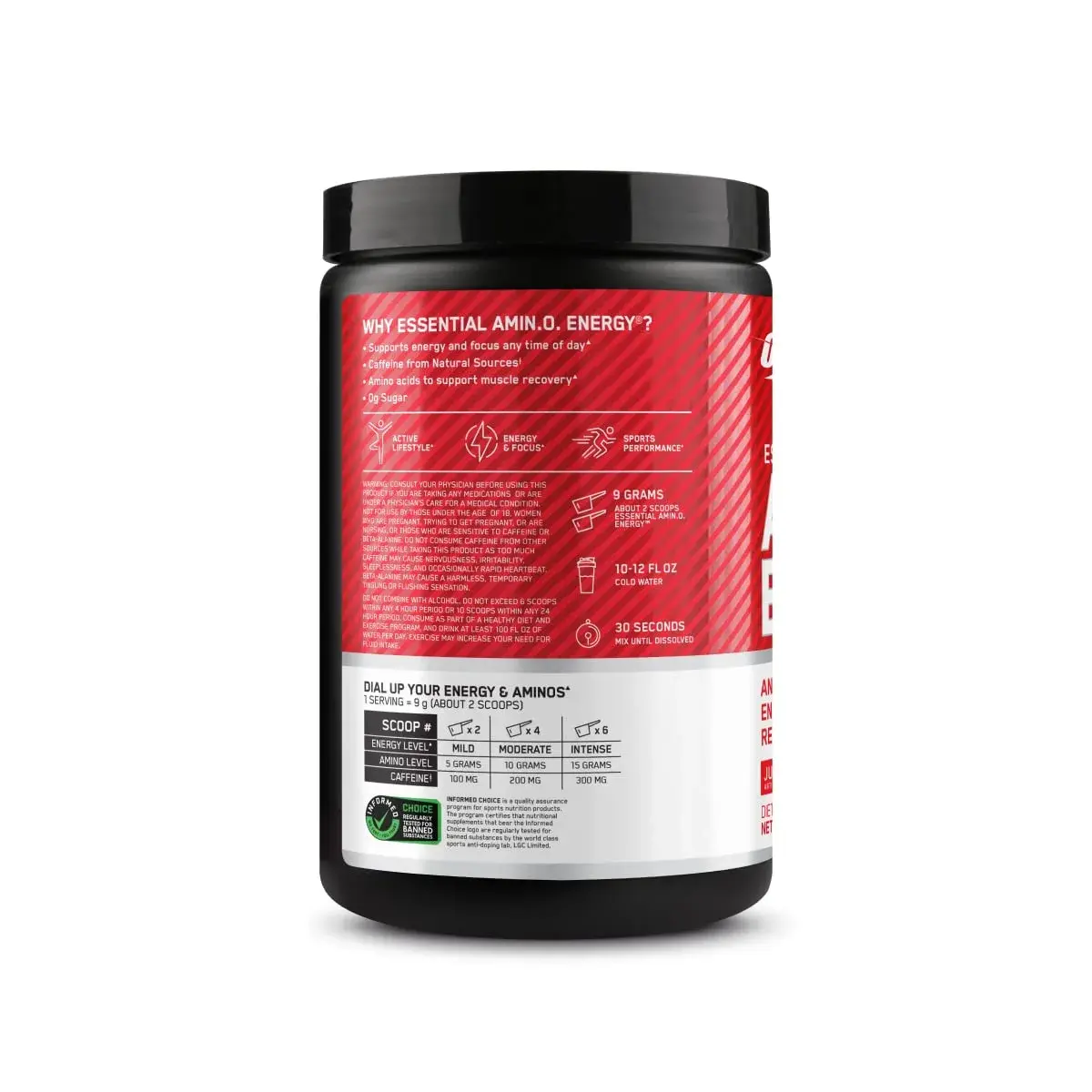 Optimum Nutrition Essential Amin.O. Energy Strawberry Burst 57oz (1.62kg) | Amino Acids & Energy Blend - view 7