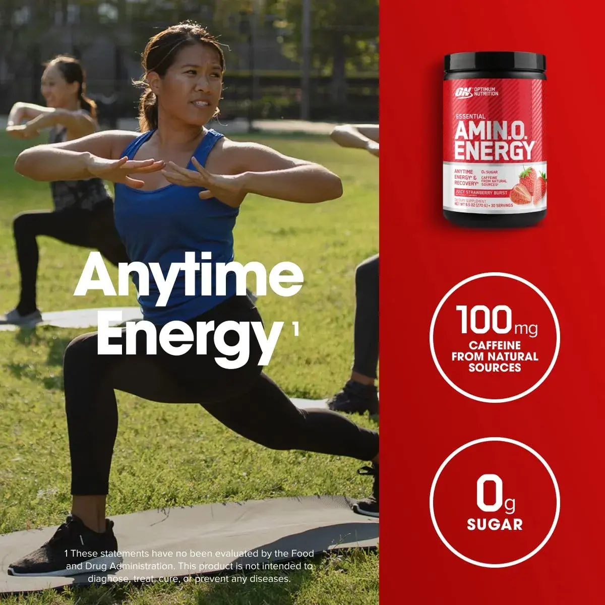 Optimum Nutrition Essential Amin.O. Energy Strawberry Burst 57oz (1.62kg) | Amino Acids & Energy Blend - view 4