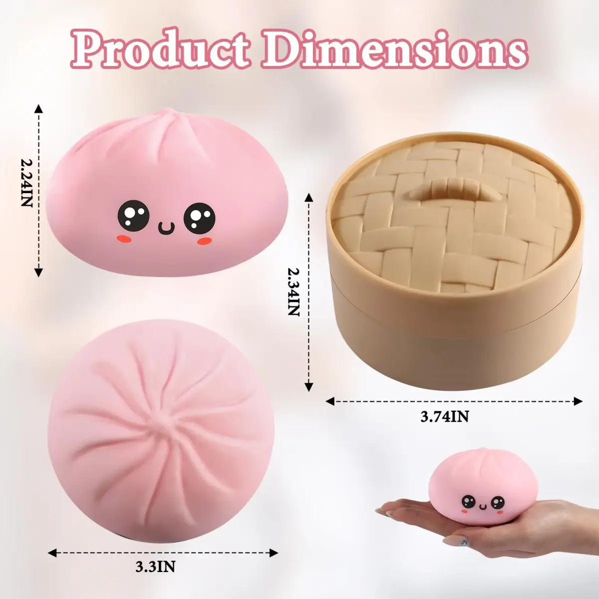 DASDSA Pink Dumpling Squishy Stress Ball Fidget Sensory Toy for Adults Anxiety Relief - view 2