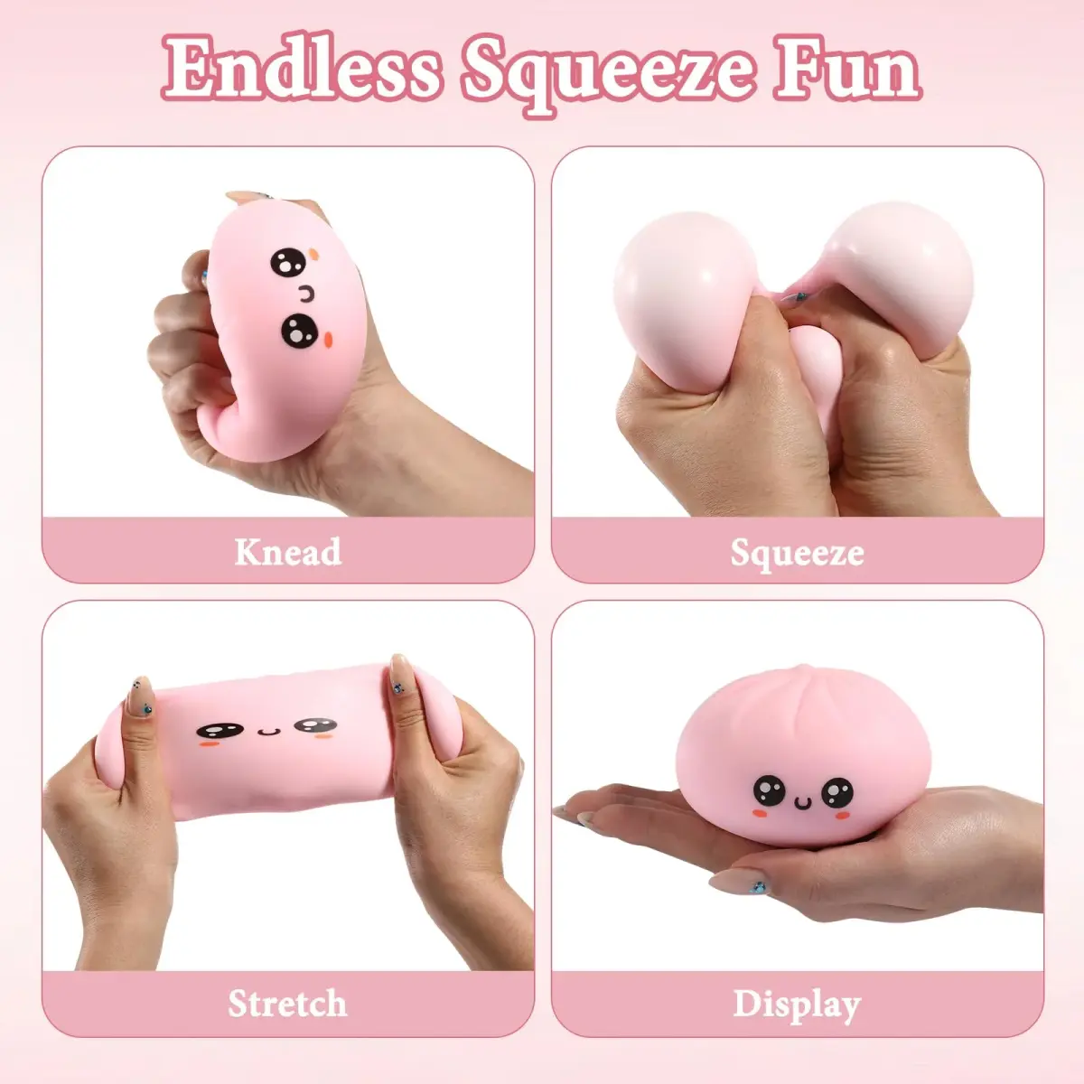 DASDSA Pink Dumpling Squishy Stress Ball Fidget Sensory Toy for Adults Anxiety Relief - view 6