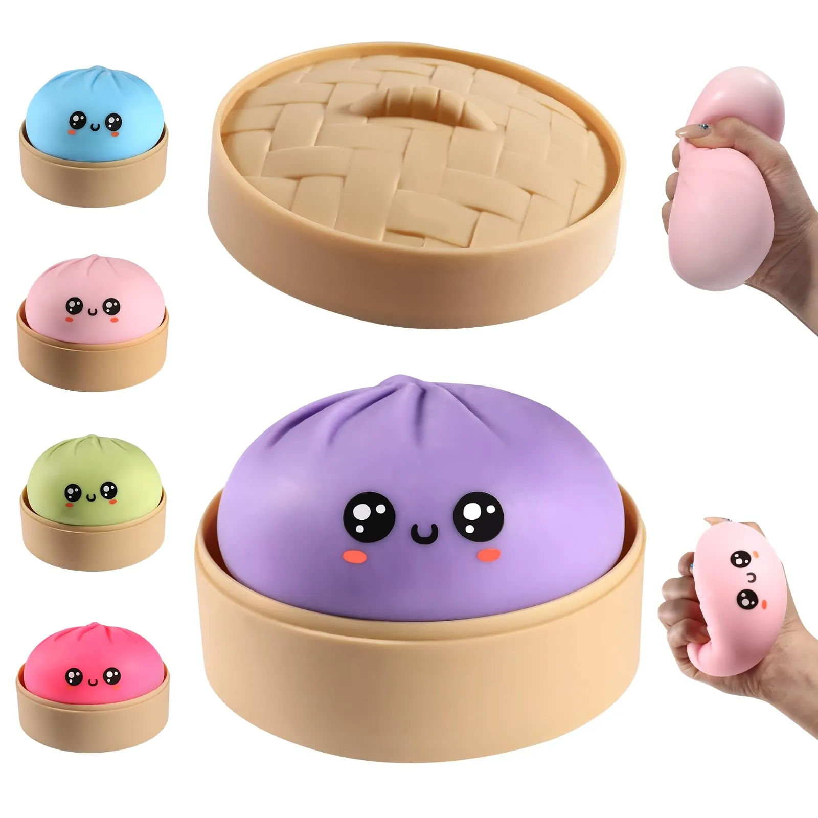 DASDSA Dumpling Squishy Stress Ball with Slow Rebound TPR, Purple | Cute Desk Decor for Adults Anxiety Relief - main product image