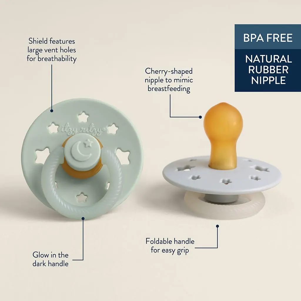 Itzy Ritzy Natural Rubber Pacifiers for 0-6 Mo | BPA-Free, Glow in Dark, Chic & Safe - view 5