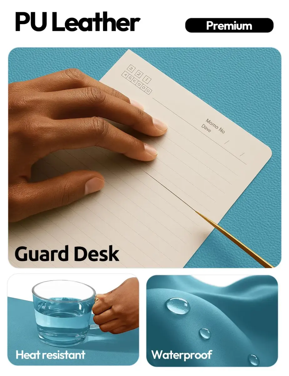 YSAGi PU Leather Desk Pad Protector with Mouse Pad Function, Turquoise (23.6" x 13.8") - view 4