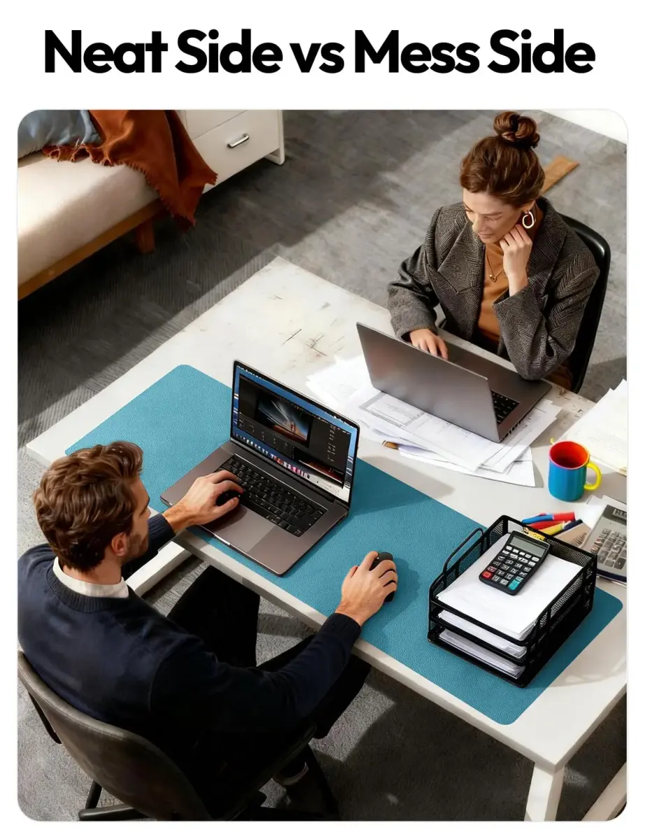 YSAGi PU Leather Desk Pad Protector with Mouse Pad Function, Turquoise (23.6" x 13.8") - view 6