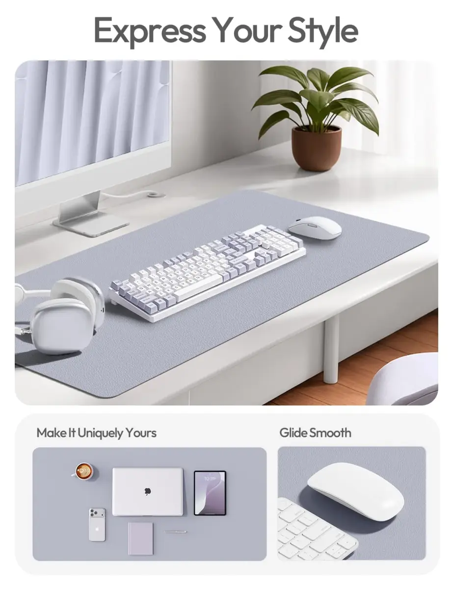 YSAGi Soft Lavender Desk Pad Protector, Large Mouse Pad, 35.4" x 17" | Protects Your Desk Surface - view 5