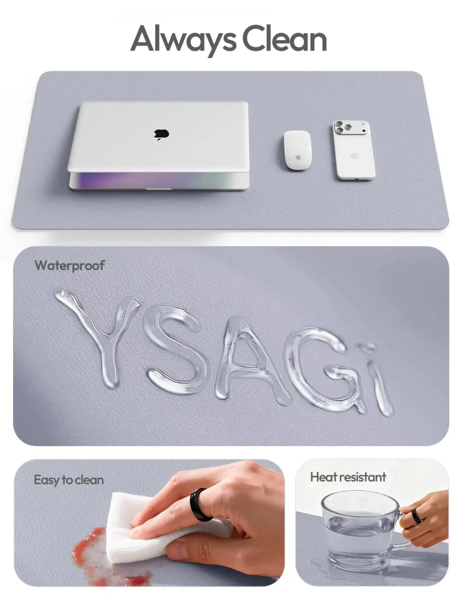 YSAGi Soft Lavender Desk Pad Protector, Large Mouse Pad, 35.4" x 17" | Protects Your Desk Surface - view 7