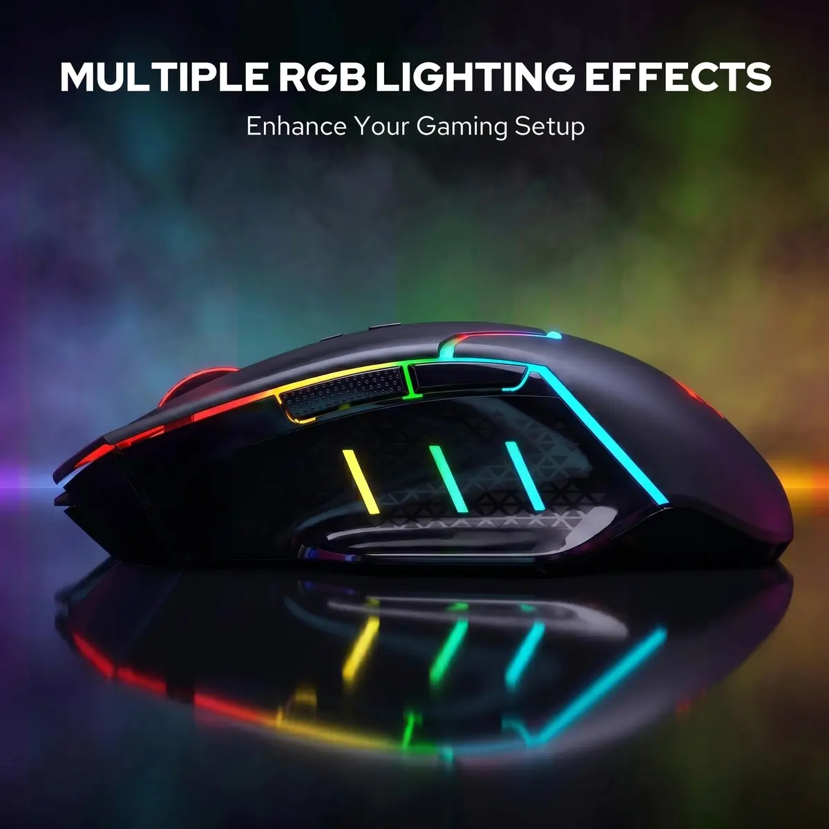 Redragon M690 MAX Wireless RGB Gaming Mouse 12800 DPI | 7 Macro Buttons, Rechargeable, Tri-Mode Connectivity - view 5