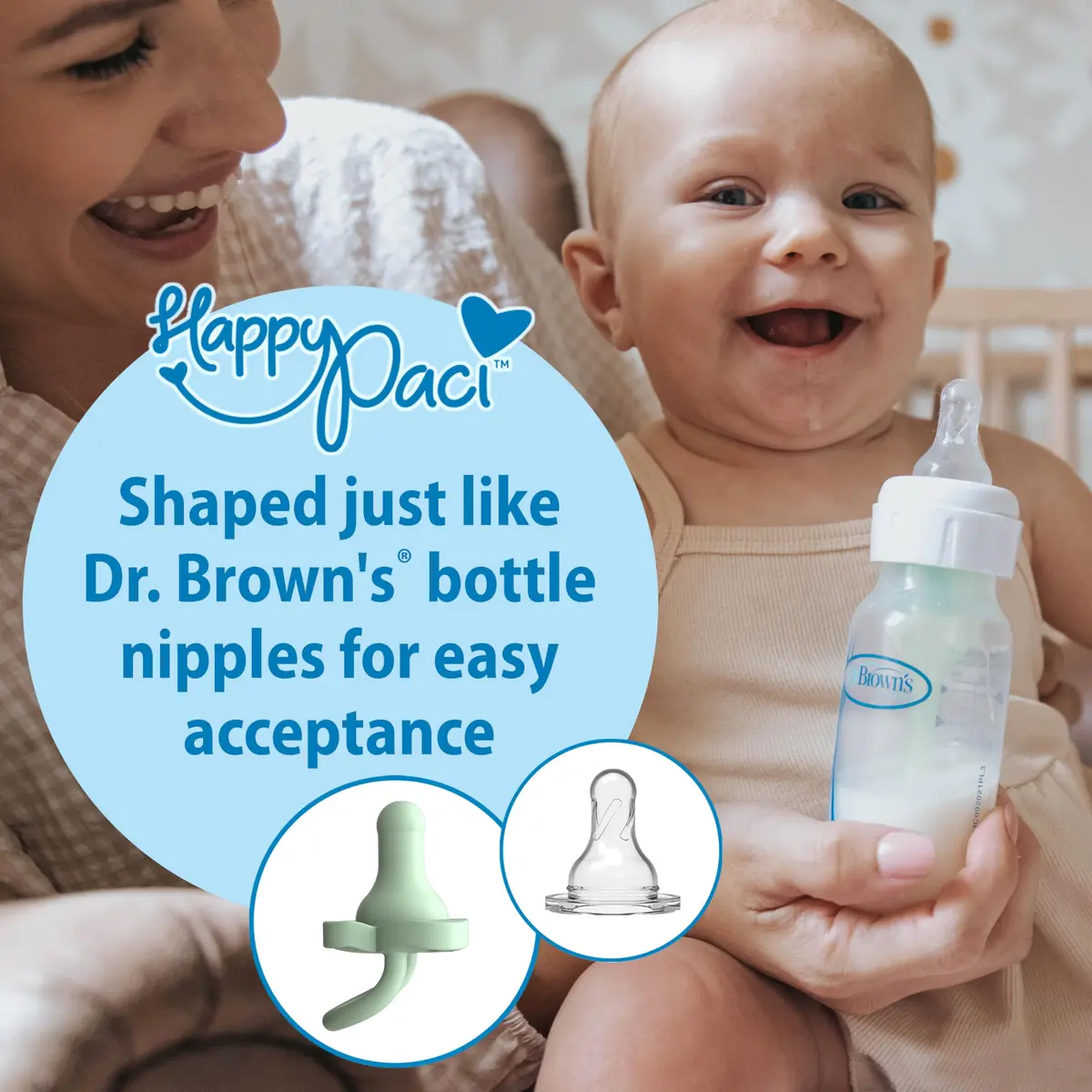 Dr. Brown's HappyPaci Silicone Pacifier 0-6m, 4-Pack | BPA-Free Soothing for Sensitive Gums - view 2