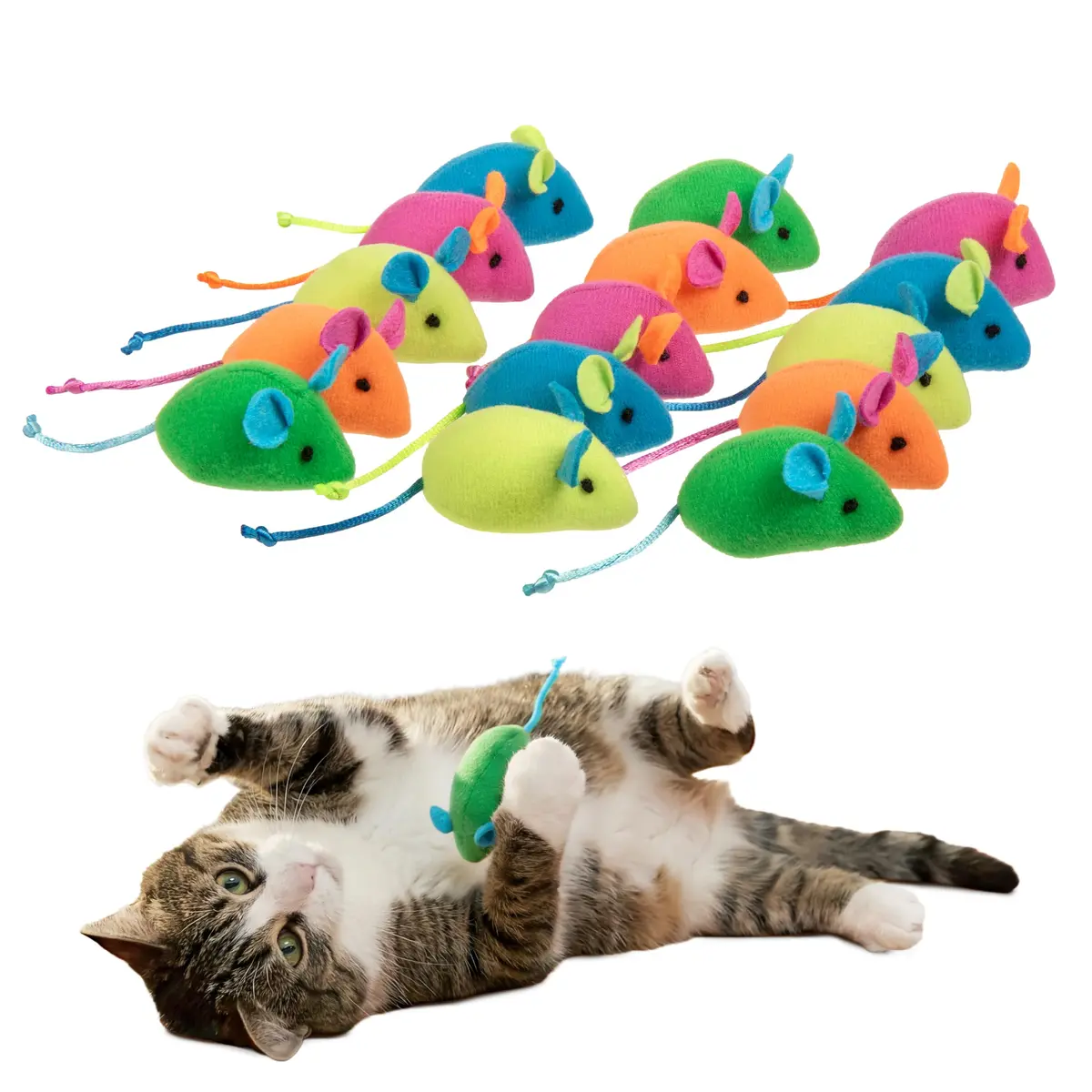 SmartyKat Skitter Critters Catnip Mice Plush Cat Toy Value Pack 15-Pack | Stimulating Play for Cats & Kittens - main product image
