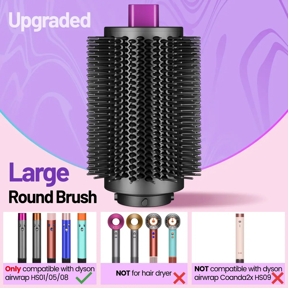 ZEPHBLOW 3-Inch Large Round Brush for Dyson Airwrap Attachments, Rose | Nylon Bristles for Volume & Smooth Curls - view 2