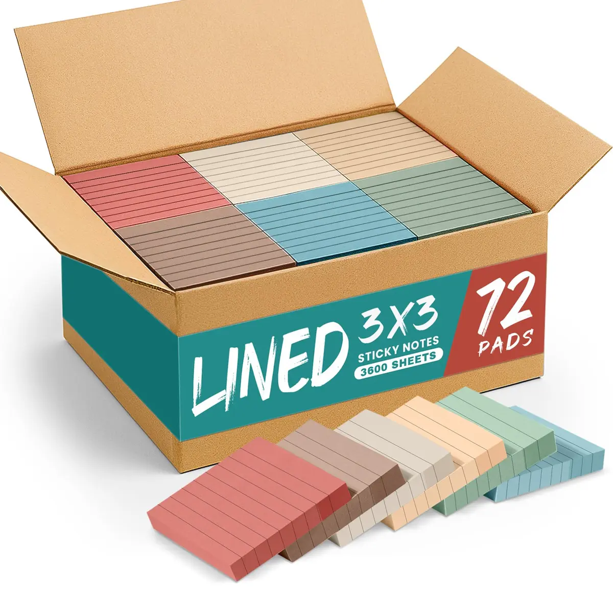 Taja Lined Sticky Notes 72 Pads, 3x3 Inches (7.6x7.6 cm) | Bulk Pack for Office & Study - main product image