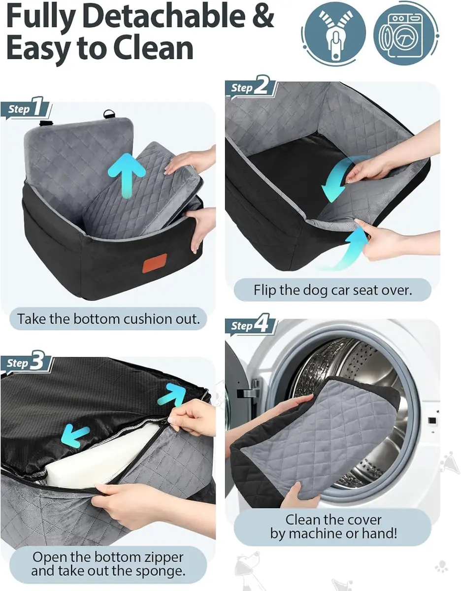 Wooaidagg Dog Car Seat for Small Dogs Under 30lbs | Comfy & Safe Travel Bed with Washable Cover - view 5