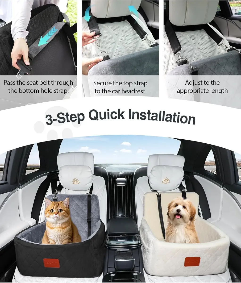 Wooaidagg Dog Car Seat for Small Dogs Under 30lbs | Comfy & Safe Travel Bed with Washable Cover - view 6