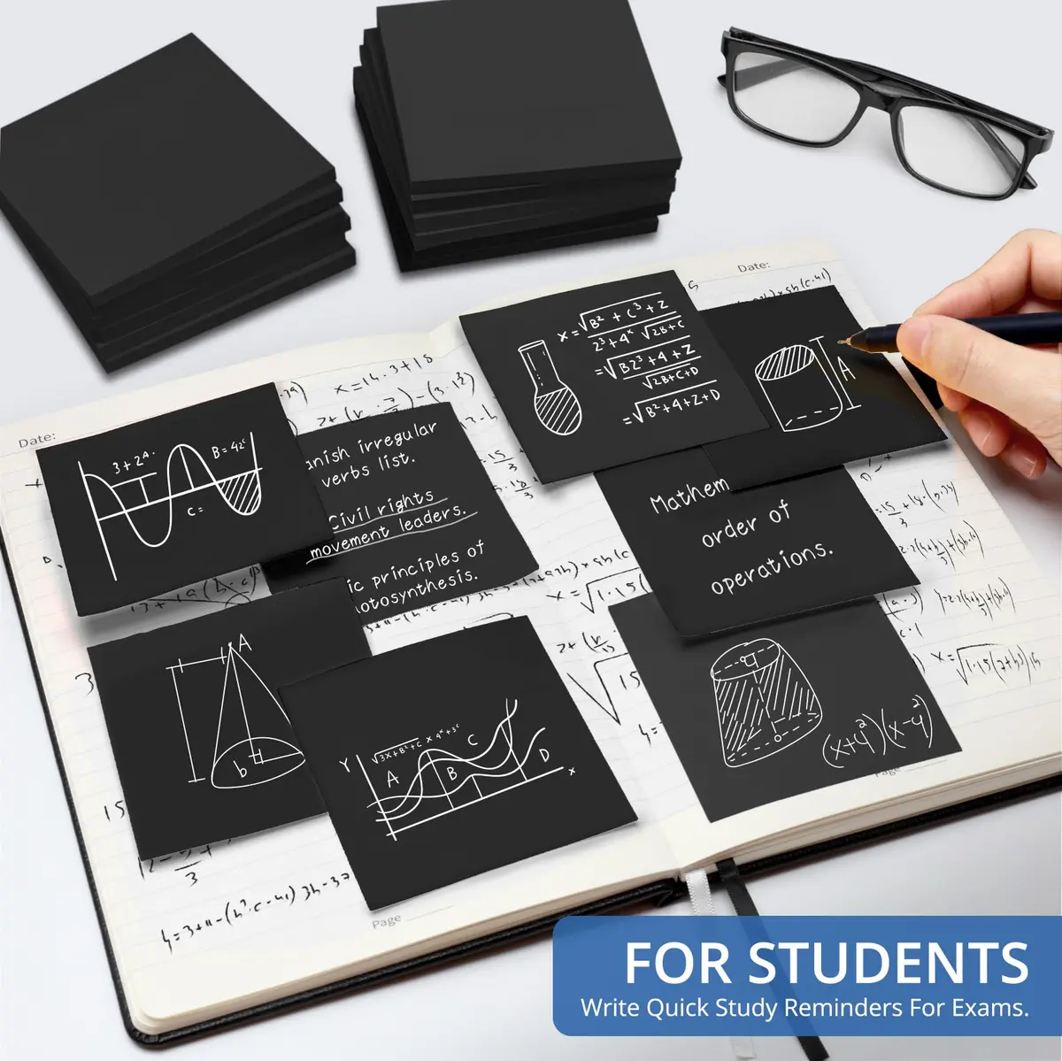 Taja Black Sticky Notes 3x3 Inches (7.6x7.6 cm) | 1800 Notes Total, USA Import - view 6