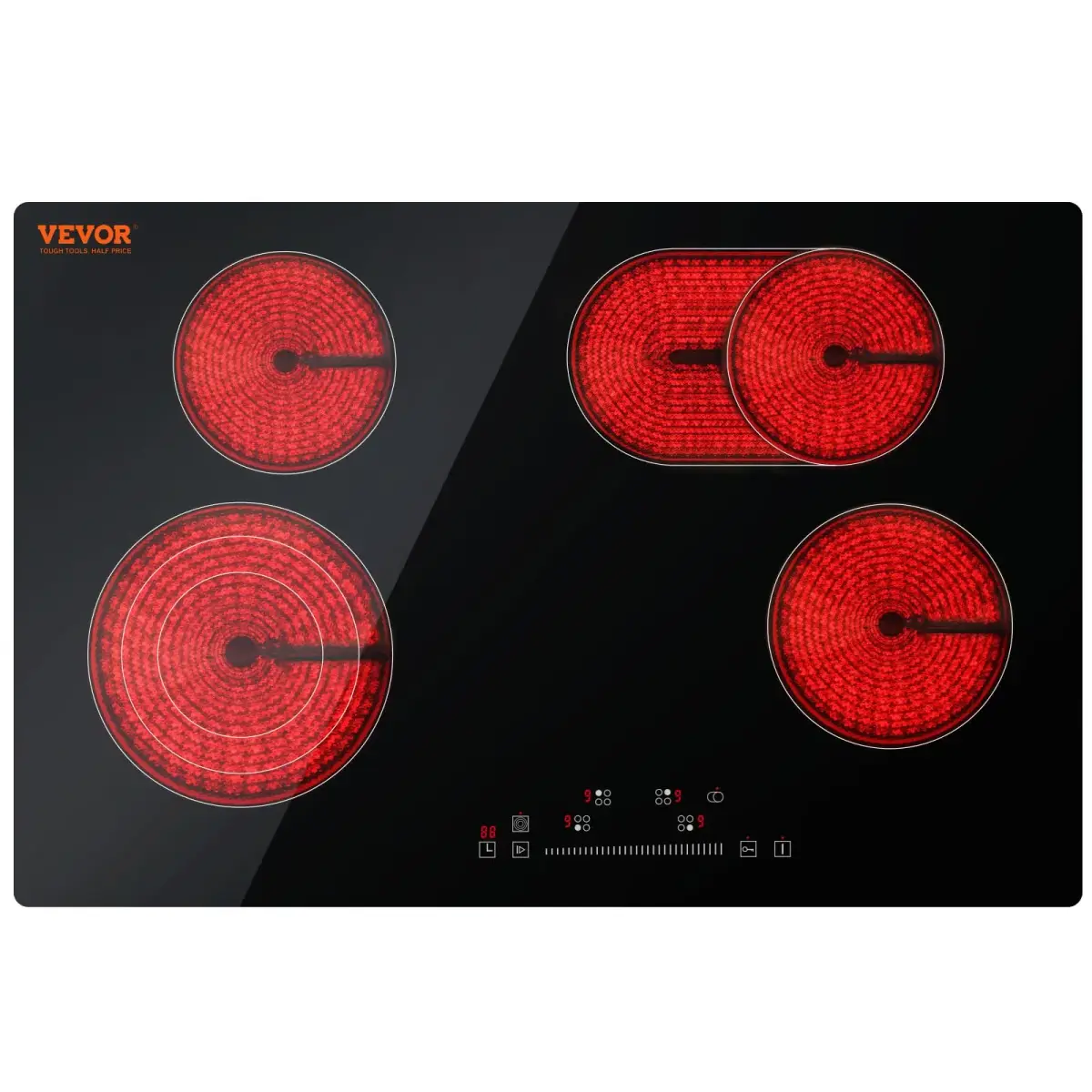 VEVOR 30" 4 Burner Built-in Electric Radiant Cooktop 7200W 220-240V | Touch Sensor Ceramic Stove Top with Timer & Child Lock - main product image