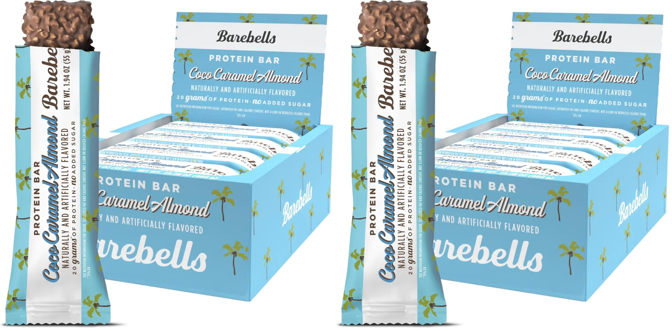 BAREBELLS Coconut Caramel Almond Protein Bar 20g High Protein (12 Count, 24 Bars Total) | Delicious Treat for Muscle Recovery - main product image