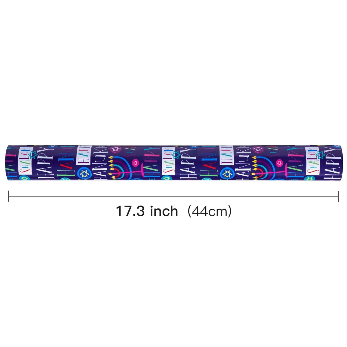 LeZakaa Hanukkah Wrapping Paper Roll, Colorful 'Happy Hanukkah' Lettering, Star of David, Candles, Mini Roll 17in x 16.4Ft | Festive Jewish Holiday Design - view 8