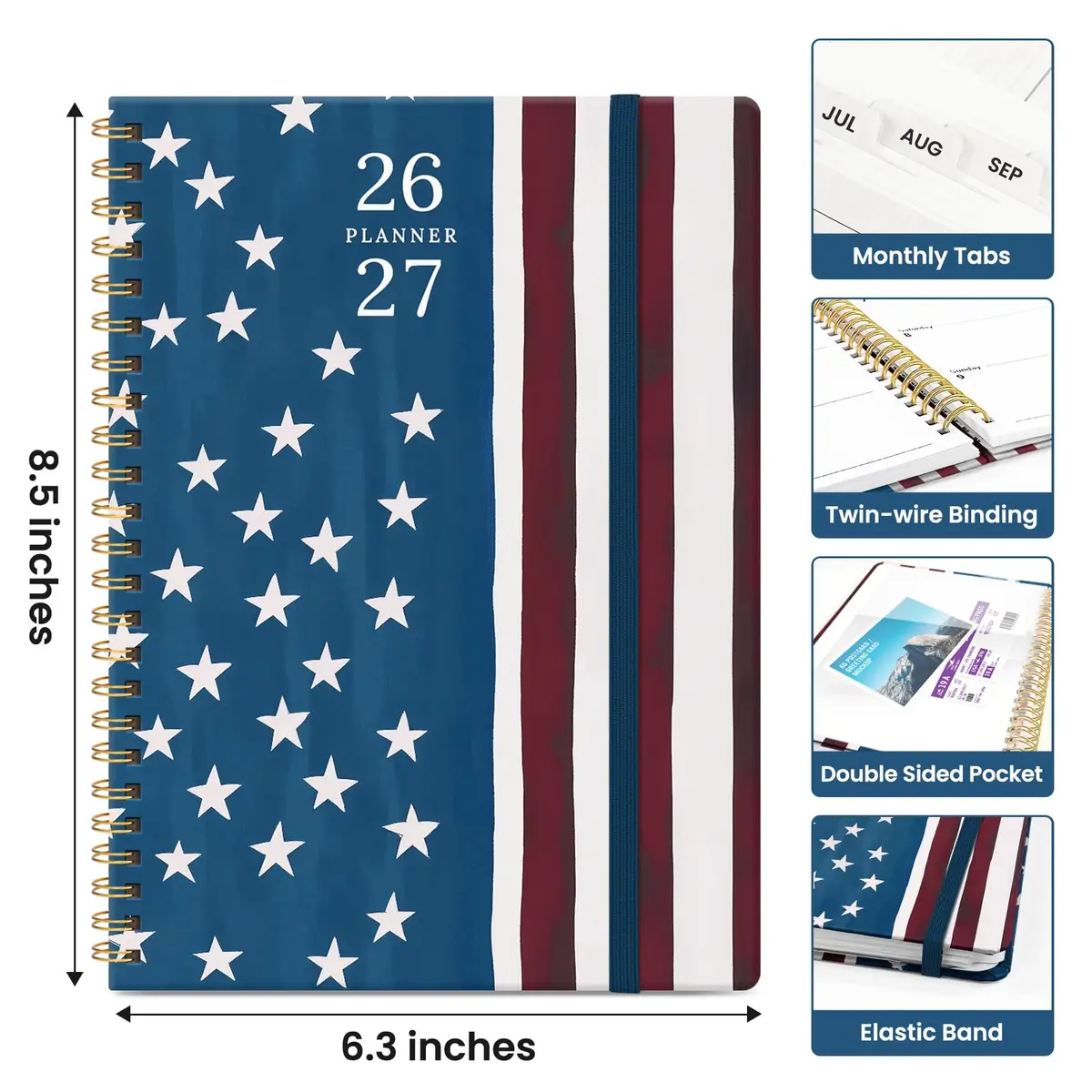 Taja Academic Planner 2026-2027 Monthly & Weekly Jul 2026-Jun 2027 Calendar Planner 21.7cm x 16.4cm (8.5" x 6.3") | Durable Hardcover Organizer with Tabs - view 4