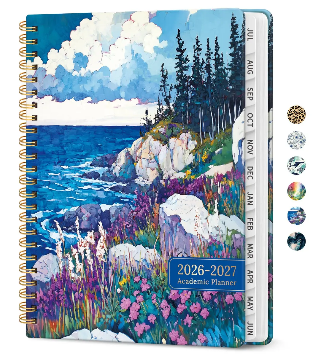 Taja Academic Planner 2026-2027, Monthly & Weekly 156g (5.5oz) | Spiral Bound Hardcover with Tabs & Pocket - main product image