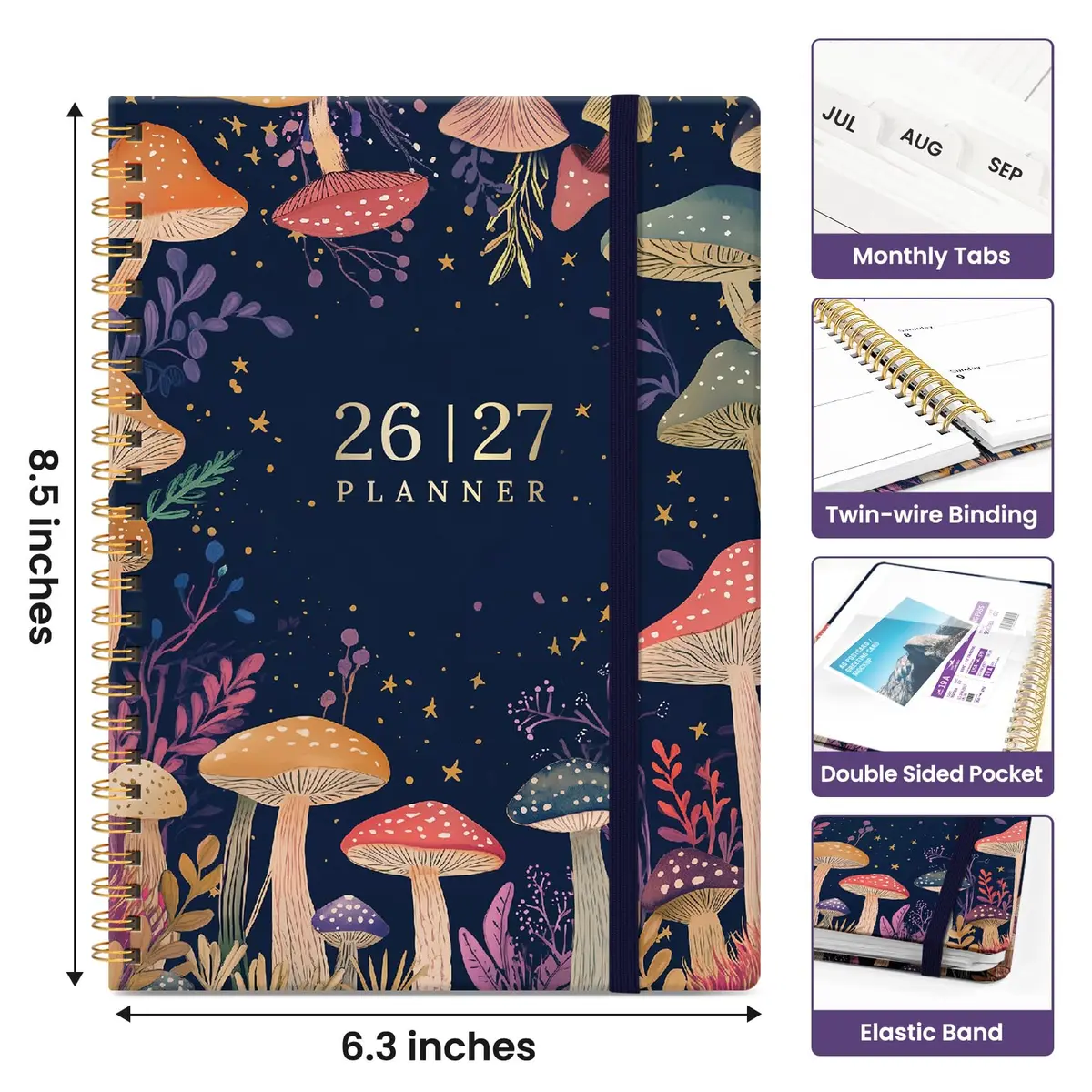 Taja 2026-2027 Academic Planner, Monthly & Weekly Jul 2026-Jun 2027 Calendar Planner, A5 Size (6.3"x8.5") | Smooth Ink Flow Acid-Free Paper - view 4