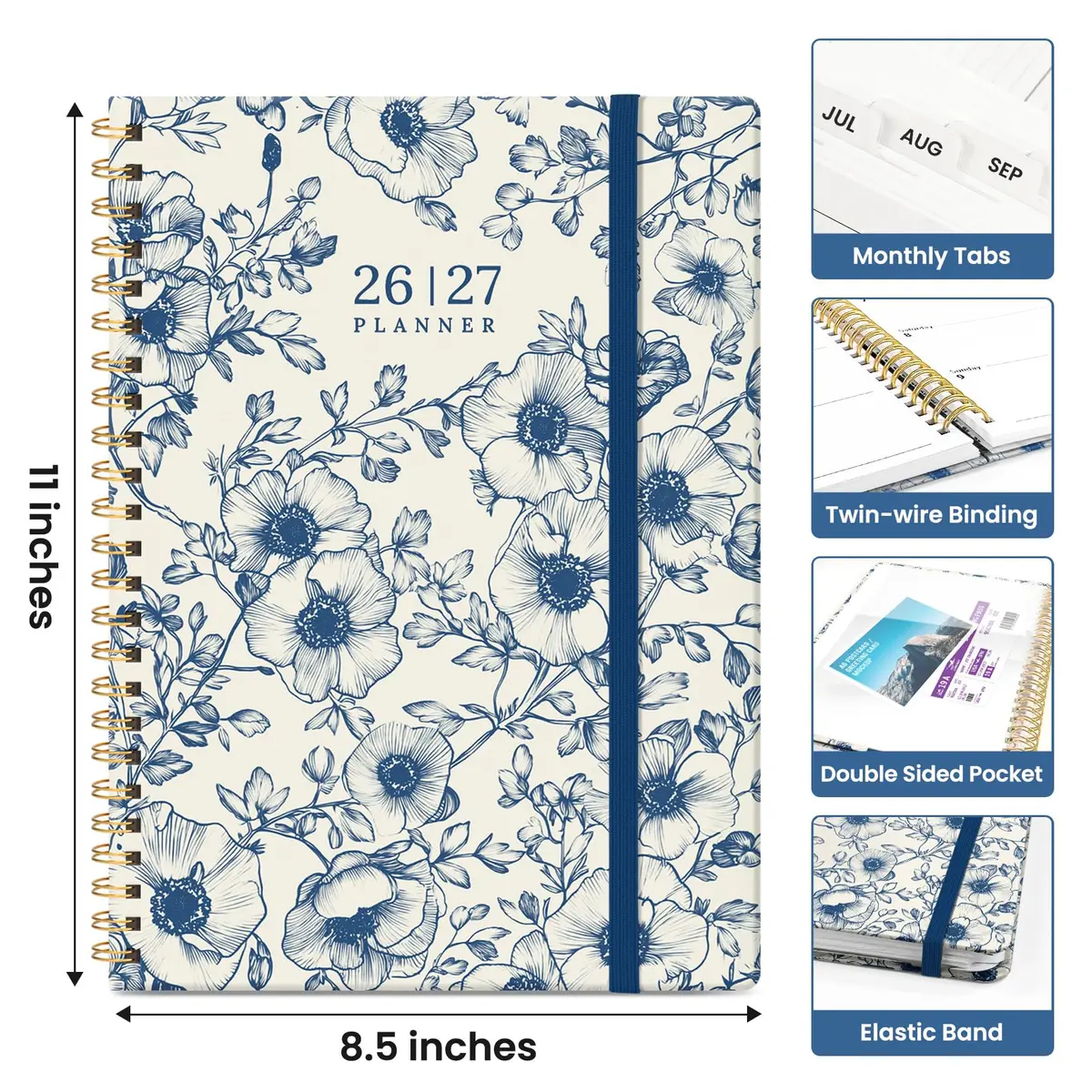 Taja 2026-2027 Academic Planner 8.5 x 11 Inches | Monthly & Weekly Jul 2026-Jun 2027 Planner with Tabs - view 4