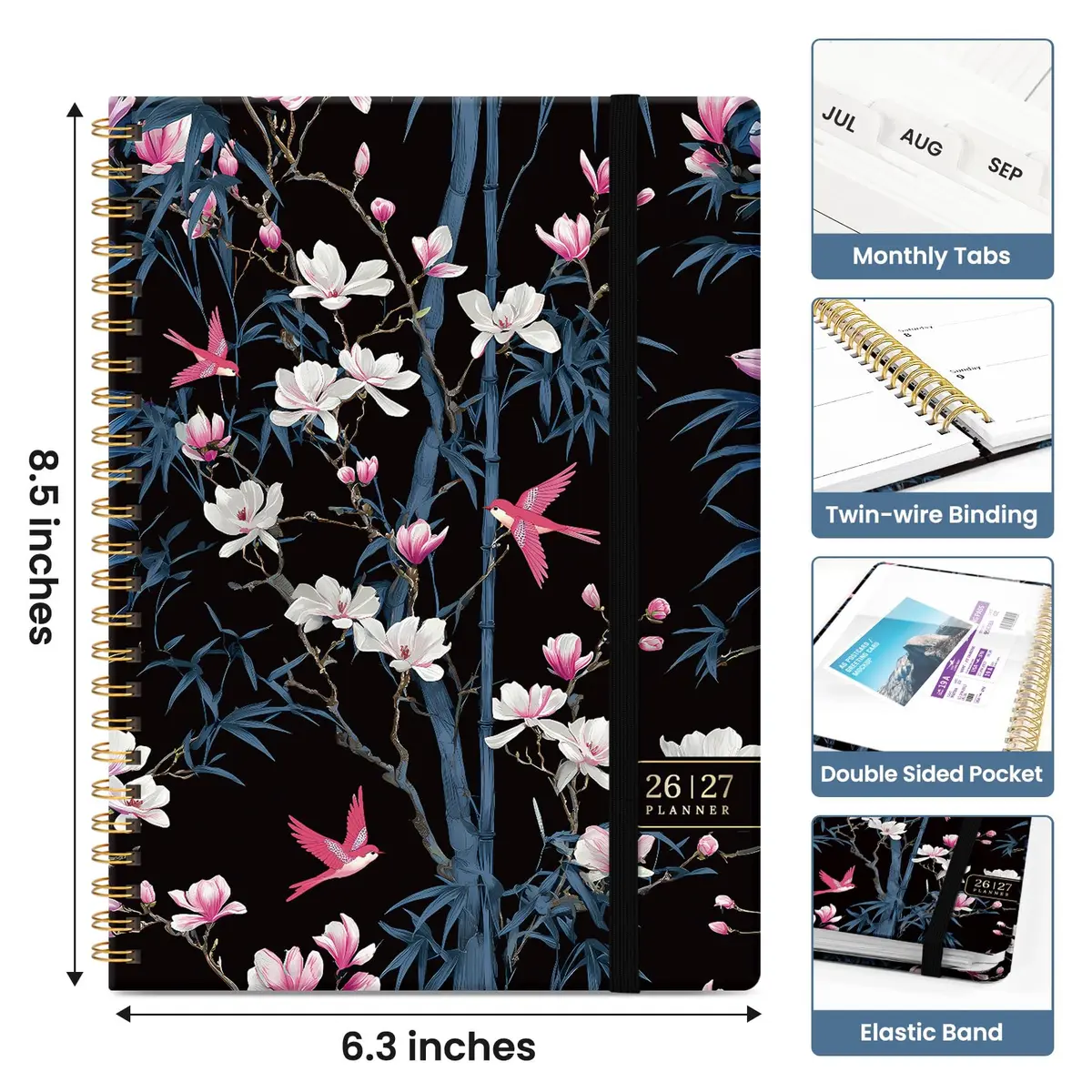 Taja 2026-2027 Academic Planner, Monthly & Weekly Jul 2026-Jun 2027 Calendar Planner, 146 Pages (A5 Size, 6.3"x8.5") | Imported Stationery for Students & Professionals - view 4