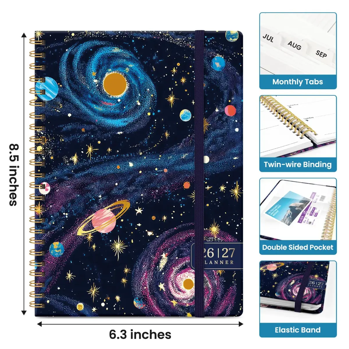 Taja 2026-2027 Academic Planner 6.3"x8.5" (A5) | Monthly & Weekly Jul 2026-Jun 2027 Planner Calendar - view 4