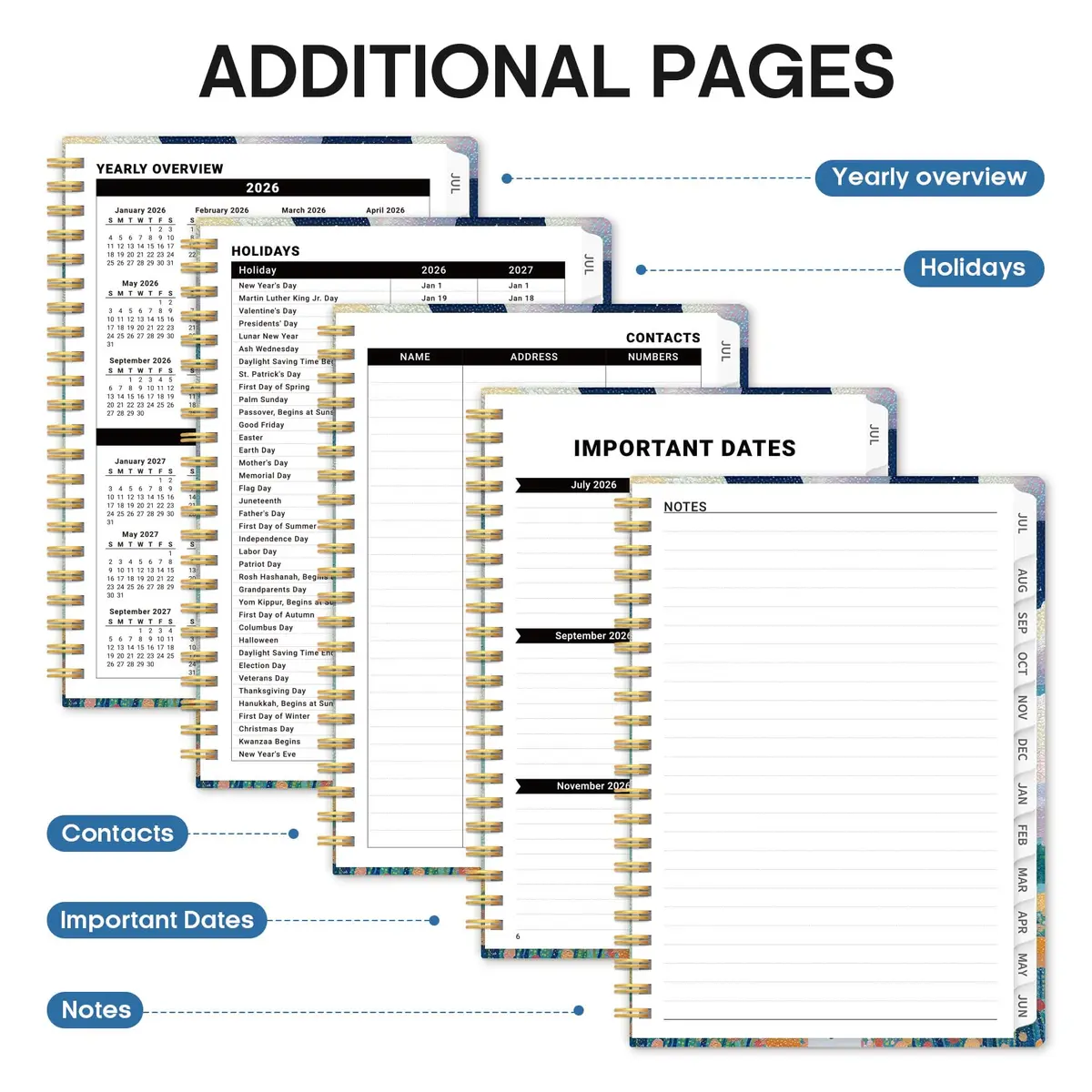 Taja 2026-2027 Academic Planner 146 Pages (A5 Size) | Monthly & Weekly Jul 2026-Jun 2027 Planner Calendar - view 5