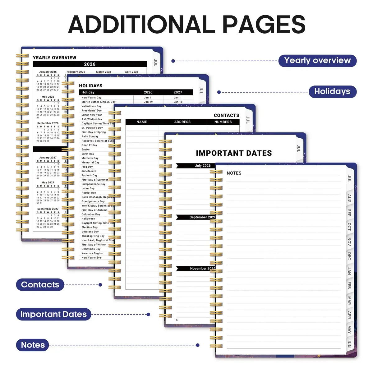 Taja Academic Planner 2026-2027, Jul 2026-Jun 2027 Monthly & Weekly Planner 16.0 cm x 21.6 cm (6.3"x8.5") | Acid-Free Paper - view 5