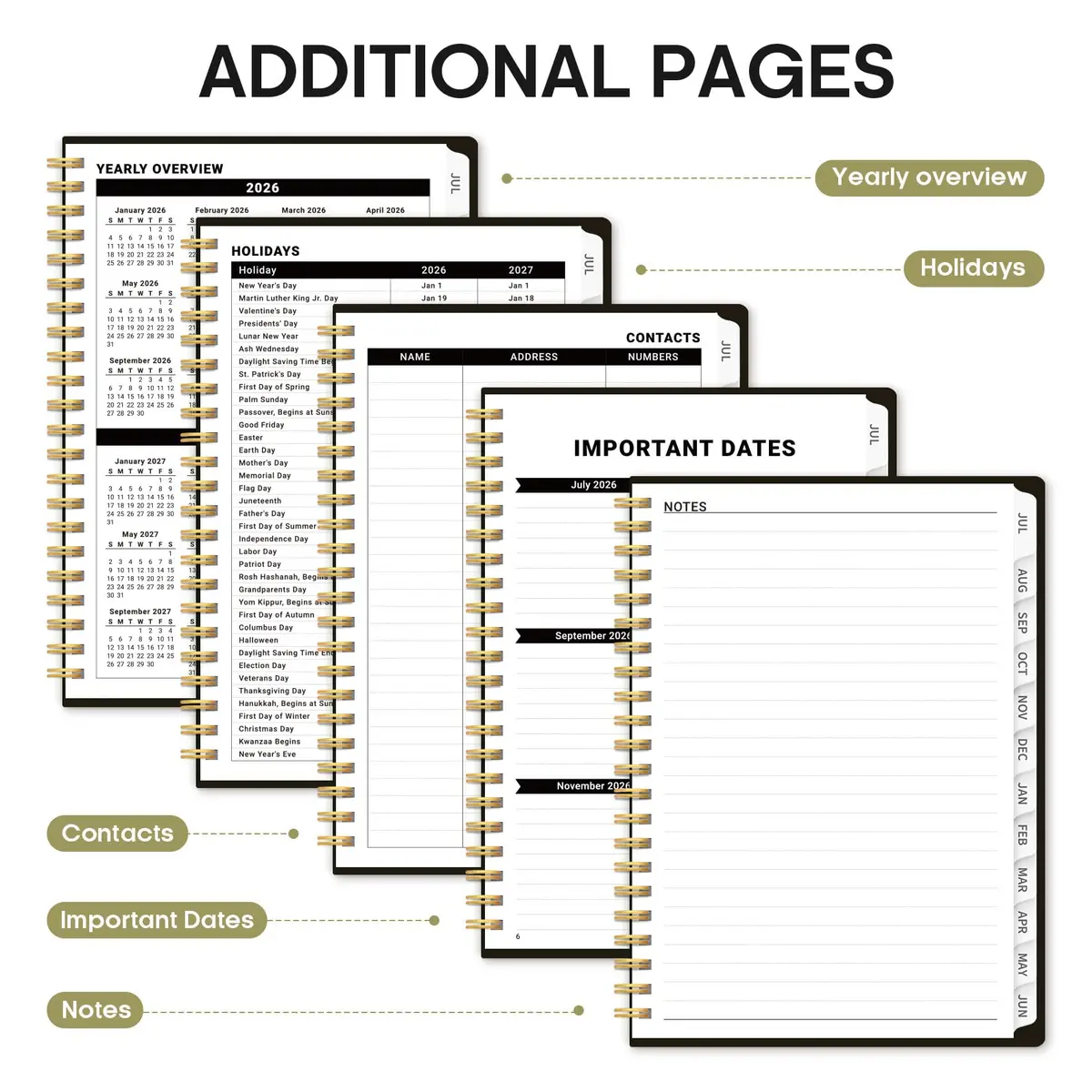 Taja Academic Planner 2026-2027, Jul 2026-Jun 2027 Monthly & Weekly Planner 16.3cm x 21.8cm (6.3"x8.5") | Acid-Free Paper for Smooth Writing - view 5
