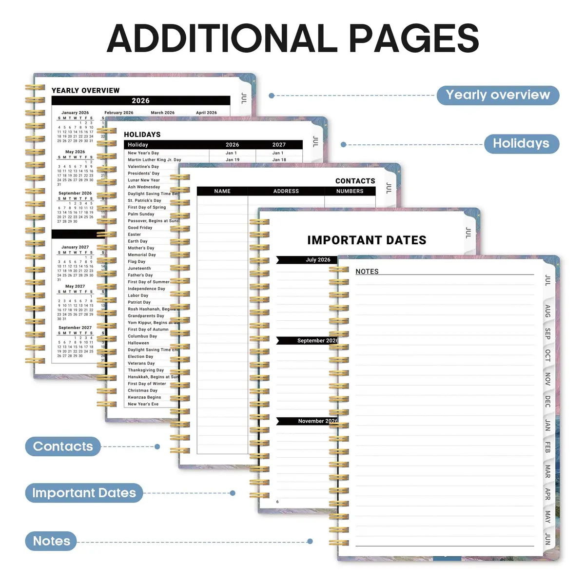 Taja Planner 2026-2027 | Academic & Personal Organizer, July 2026 - June 2027, Spiral Bound, 6.3"x8.5" - view 5