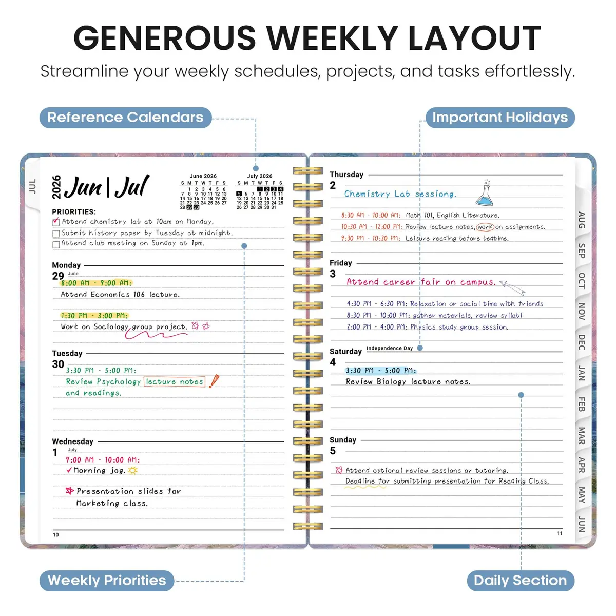 Taja Planner 2026-2027 | Academic & Personal Organizer, July 2026 - June 2027, Spiral Bound, 6.3"x8.5" - view 3