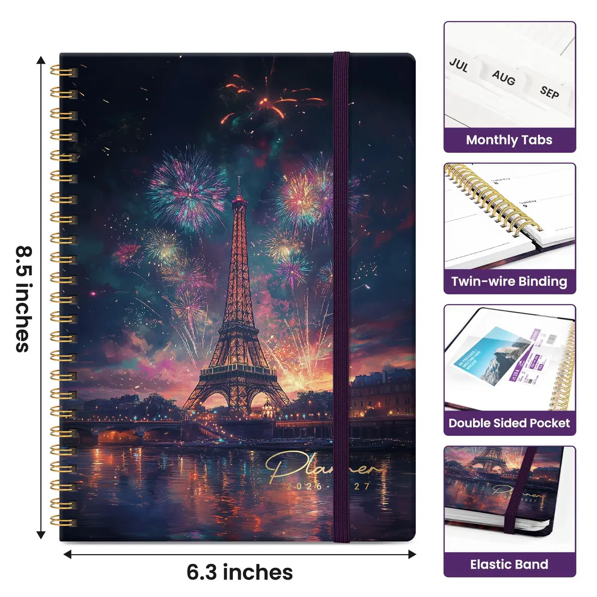 Taja Academic Planner 2026-2027, Jul 2026-Jun 2027 Monthly & Weekly Planner 16 cm (6.3") x 21.6 cm (8.5") | Acid-Free Paper - view 4