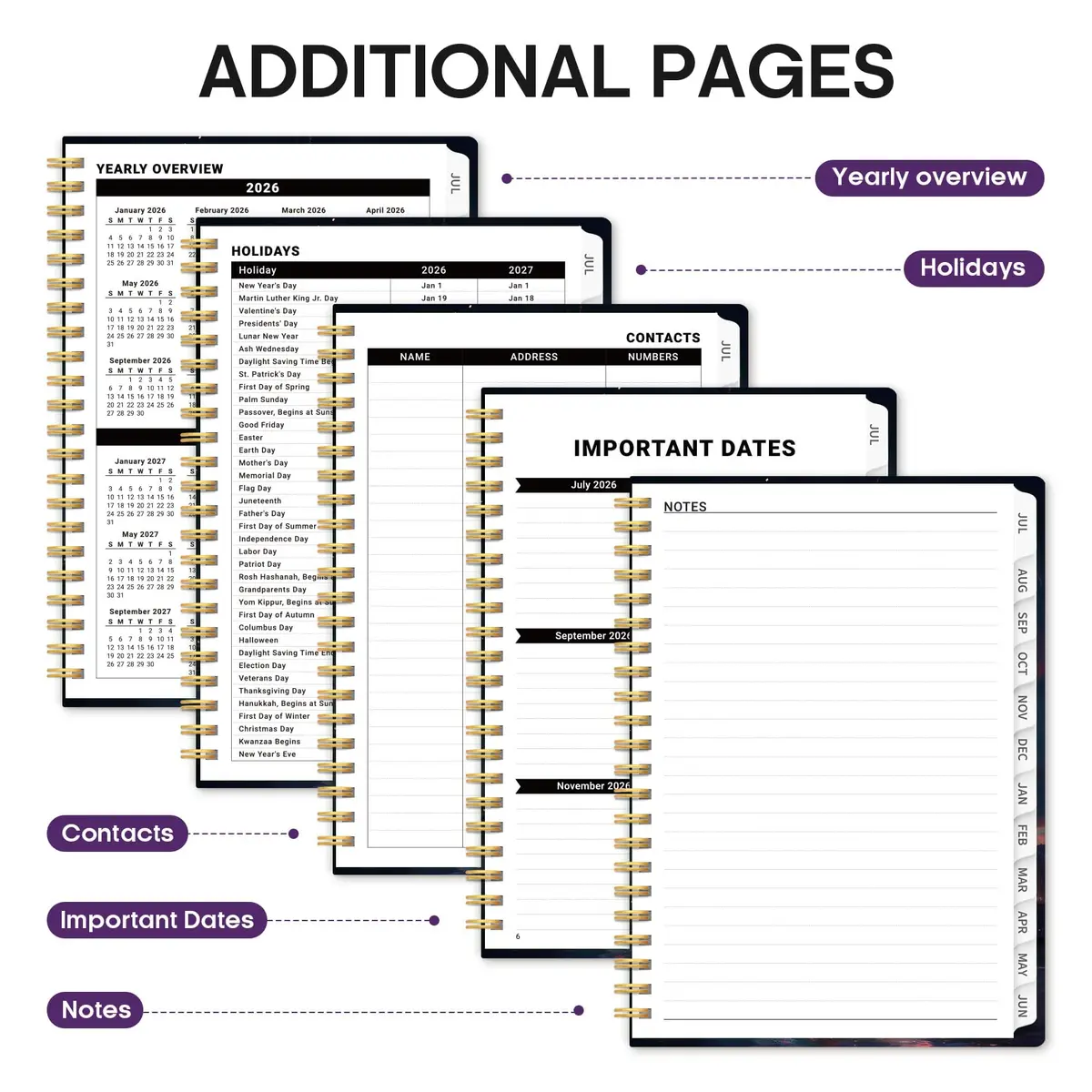 Taja Academic Planner 2026-2027, Jul 2026-Jun 2027 Monthly & Weekly Planner 16 cm (6.3") x 21.6 cm (8.5") | Acid-Free Paper - view 5