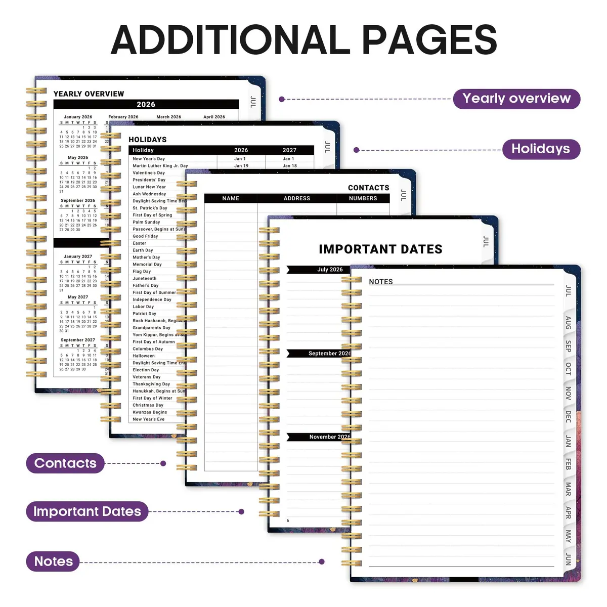 Taja Academic Planner 2026-2027, Jul 2026-Jun 2027 Monthly & Weekly Planner 146 Pages (A5 Size) - view 5