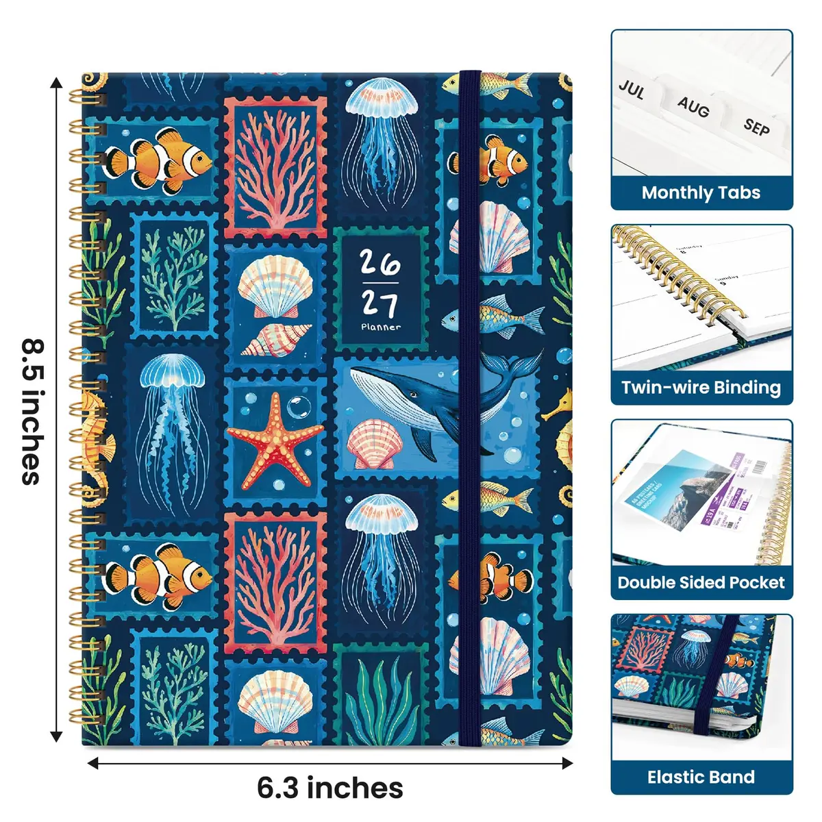 Taja Academic Planner 2026-2027, Jul 2026-Jun 2027 Monthly & Weekly Planner 16.1cm (6.3") x 21.7cm (8.5") | Acid-Free Paper - view 4
