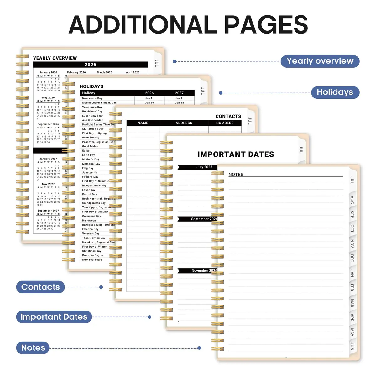 Taja Planner 2026-2027 | Academic & Weekly Organizer, 8.5"x11" Hardcover, July 2026-June 2027 - view 5