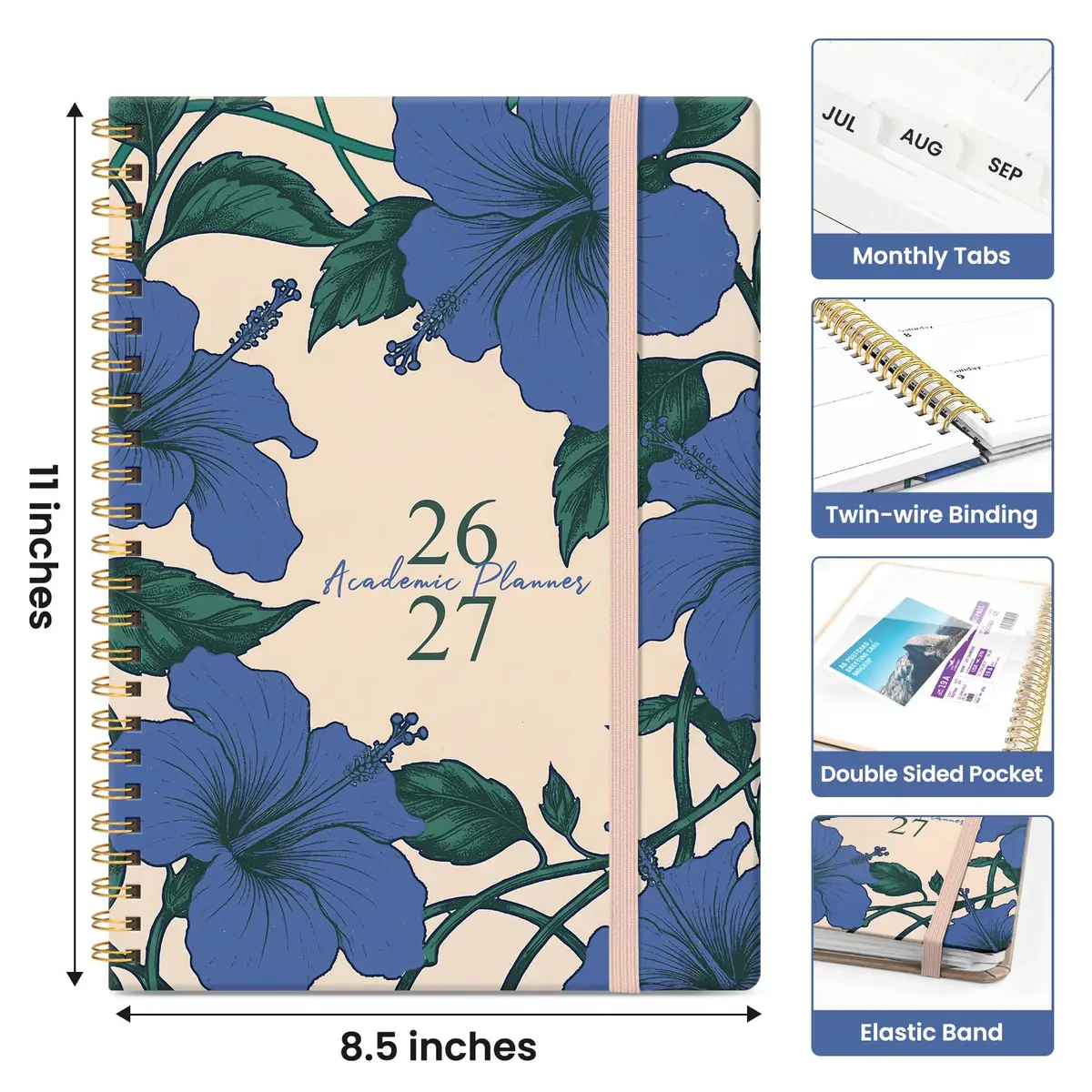 Taja Planner 2026-2027 | Academic & Weekly Organizer, 8.5"x11" Hardcover, July 2026-June 2027 - view 4