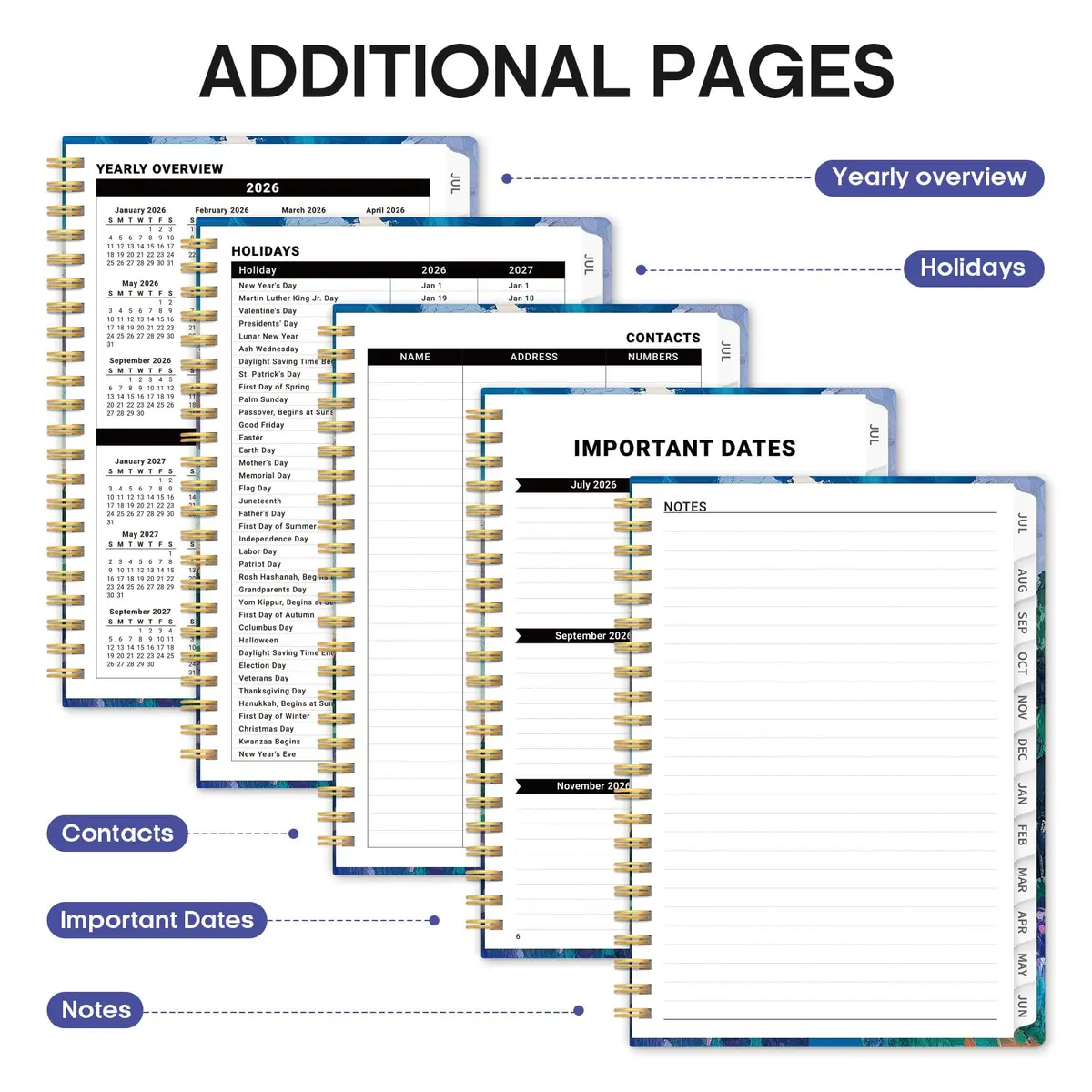Taja Academic Planner 2026-2027, Jul 2026-Jun 2027 Monthly & Weekly Planner 16.0 cm (6.3") x 21.6 cm (8.5") | Acid-Free Paper - view 5