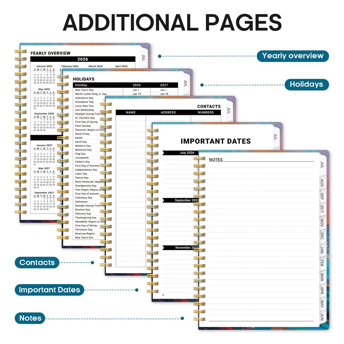 Taja Academic Planner 2026-2027, Monthly & Weekly Jul 2026-Jun 2027 Planner, 16.5 cm (6.5"x8.5") | Organized Planning for Students & Professionals - view 5