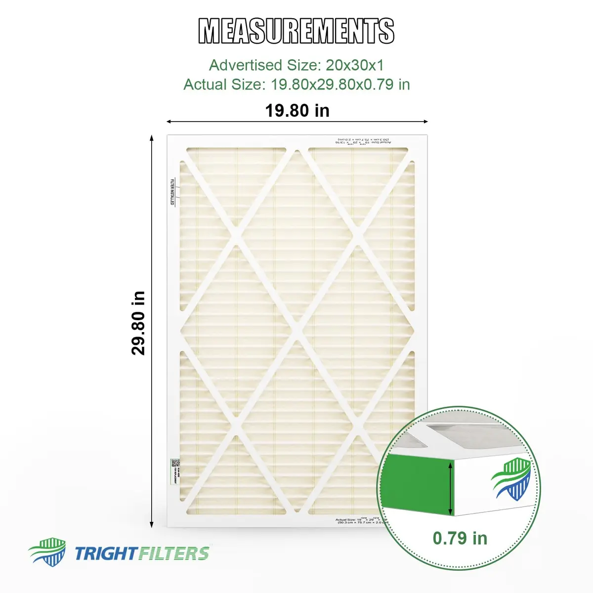 TRIGHTFILTERS 20x30x1 Air Filter MERV 11 HVAC Furnace Filter Pleated 2 Pack | Electrostatic Dust Capture - view 2