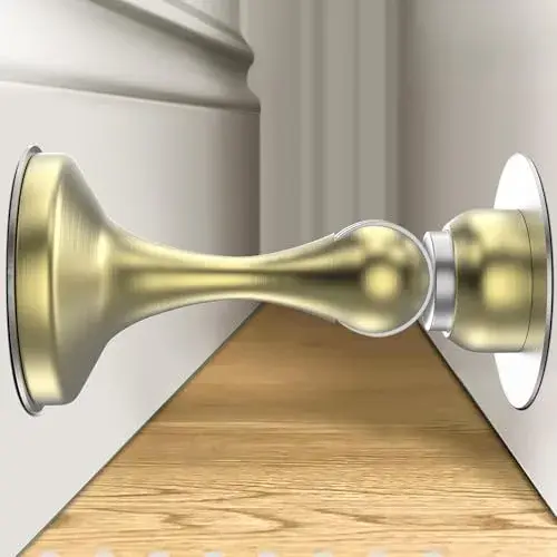 Crosize Magnetic Door Stoppers 6 Pack, Stainless Steel Door Stops with Adhesive & Screws, Gold - main product image