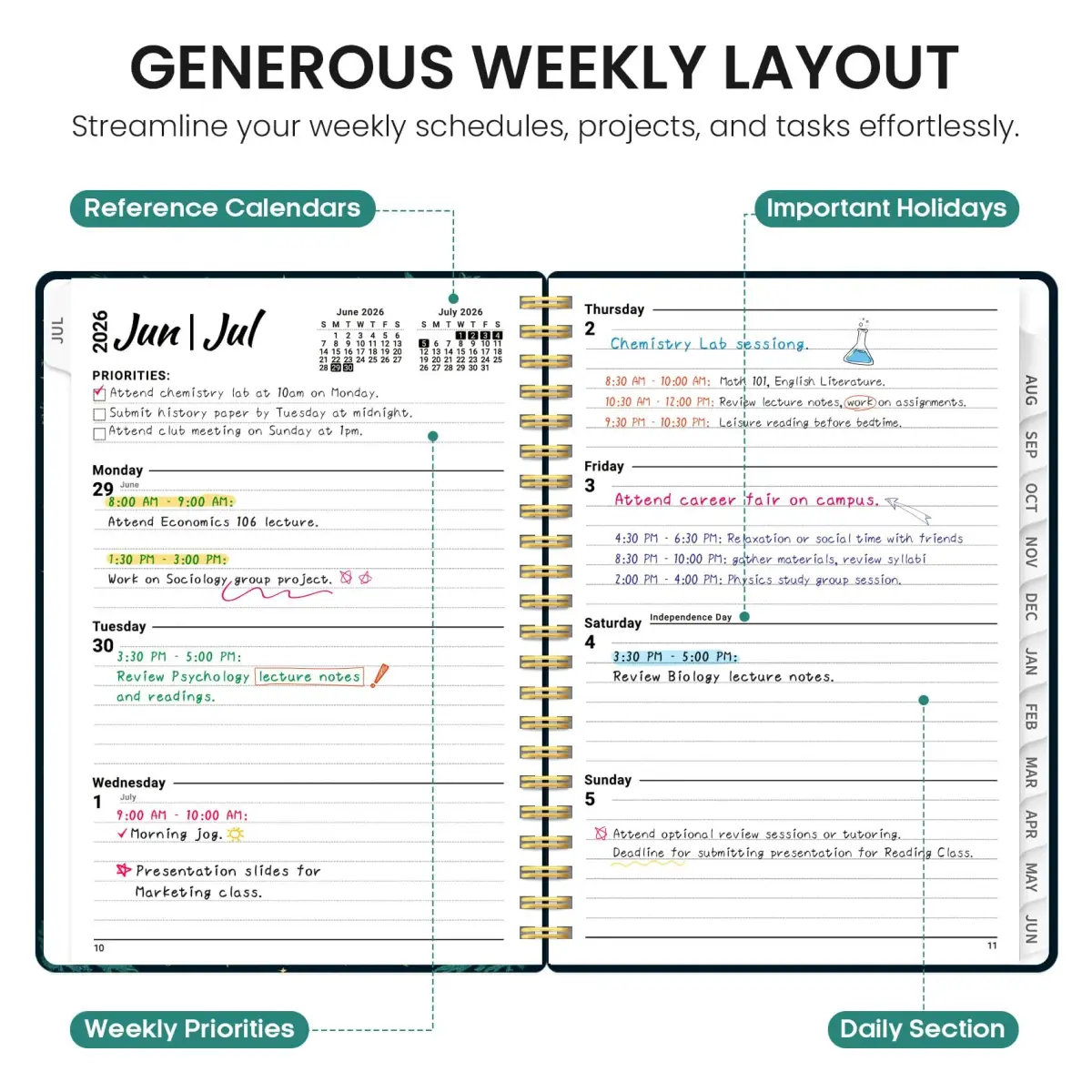 Taja 2026-2027 Academic Planner 8.5" x 11" (21.6 x 27.9 cm) | Weekly & Monthly Planning - view 3