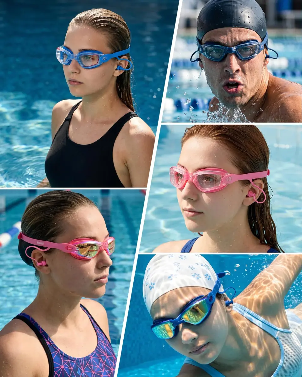 Aegend Swim Goggles for Adults & Youth | Pink Clear Lens with Anti-Fog & UV Protection - view 6