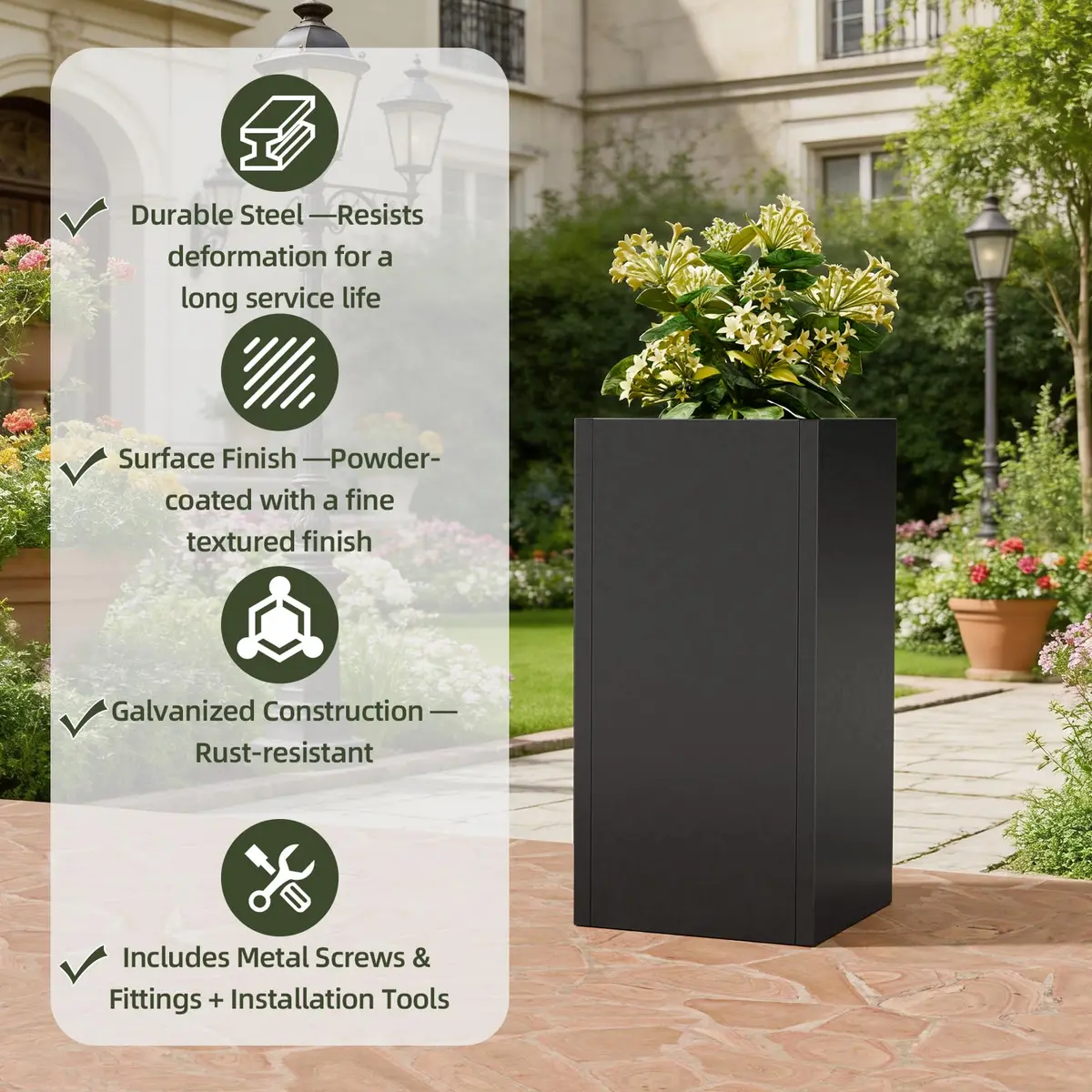 Diyfire 24" Tall Metal Planters Box for Outdoor Plants | Heavy Duty, Rust & UV Resistant, 54L Capacity - view 4