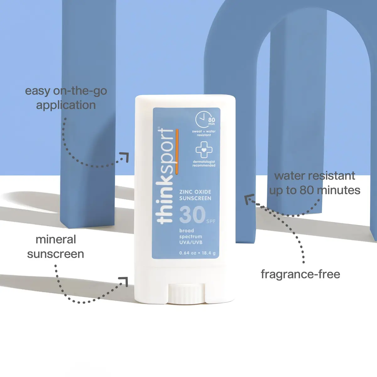 Thinksport Mineral Sunscreen Stick SPF 30, 18g (0.64 Oz) | Broad Spectrum UVA/UVB Protection - view 2